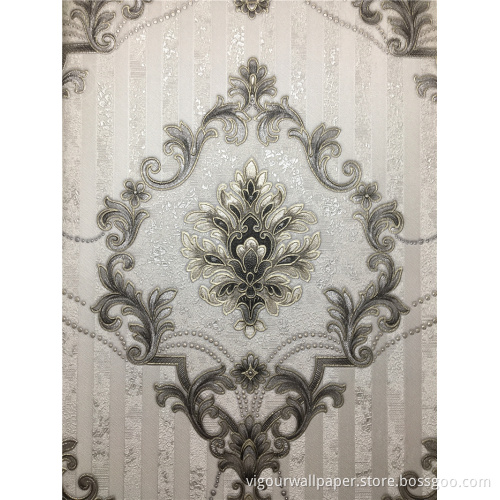 Luxury Damask Vinyl Wallpaper For Living Room Wallcovering
